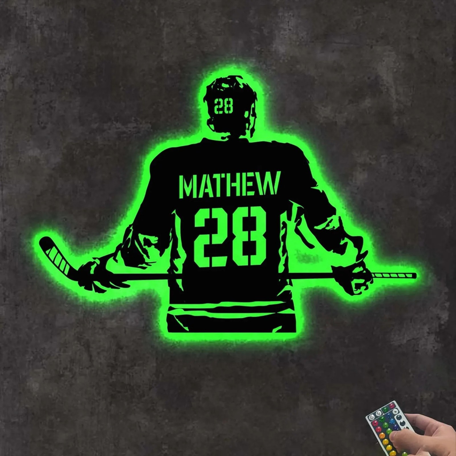Custom Hockey LED Metal Sign, Personalized Hockey Boy Name Decor