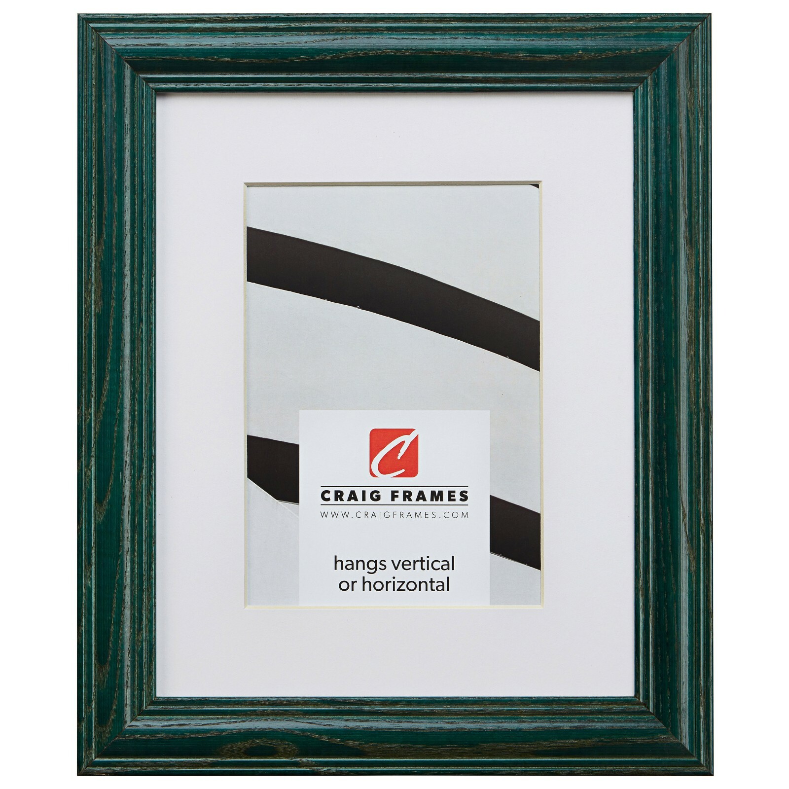 Craig Frames Wiltshire Ash 440, 1.25″ Green Hardwood Picture Frame With a Mat