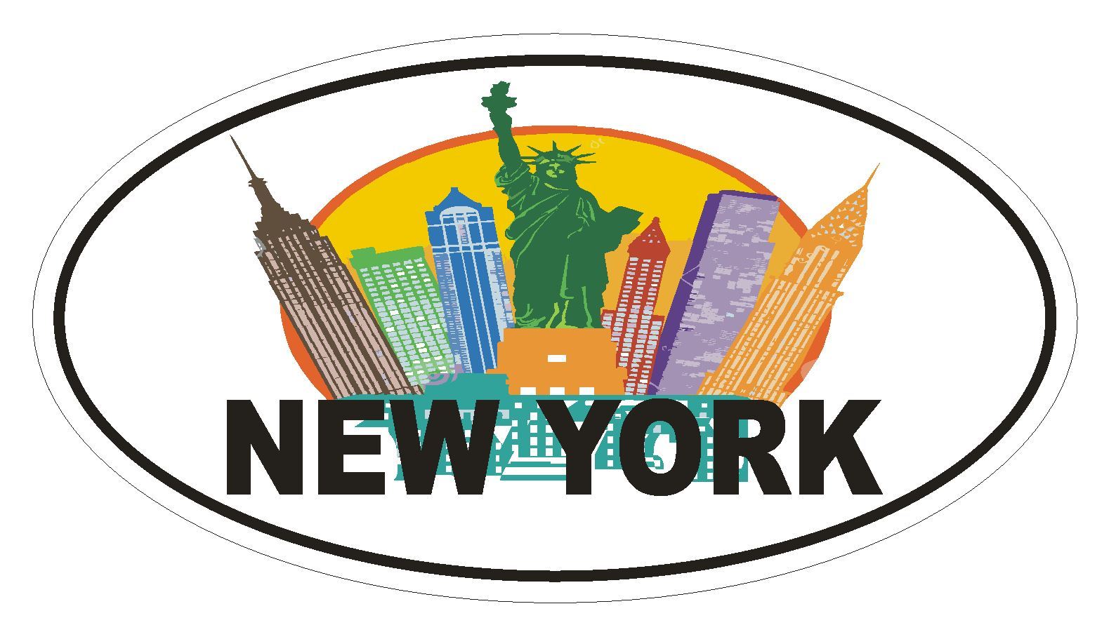 New York Oval Bumper Sticker or Helmet Sticker D1177