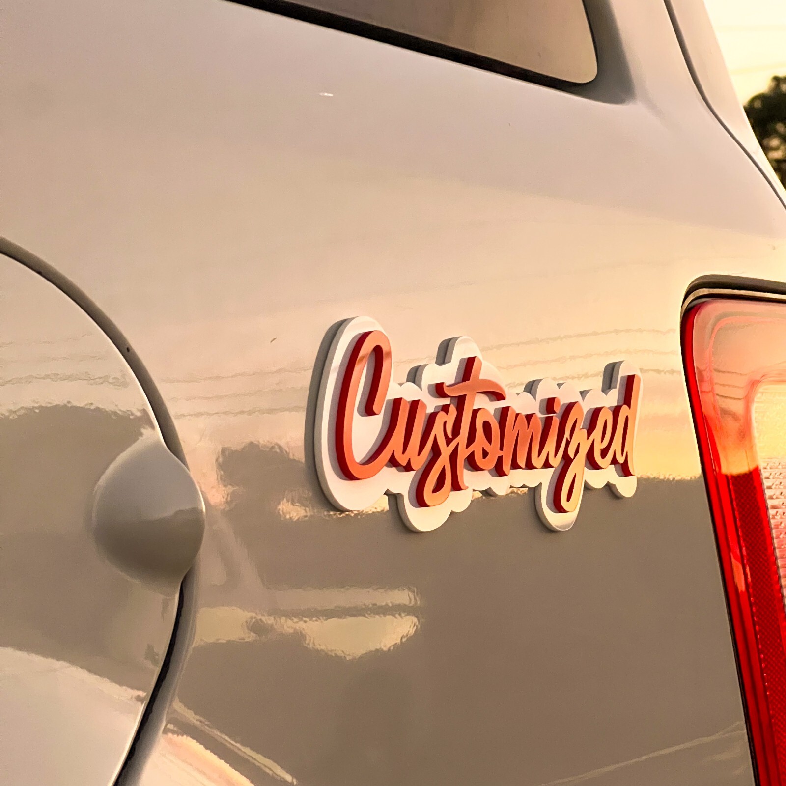 Custom Car Acrylic Emblem Badge MULTI COLOR Customized Text Names