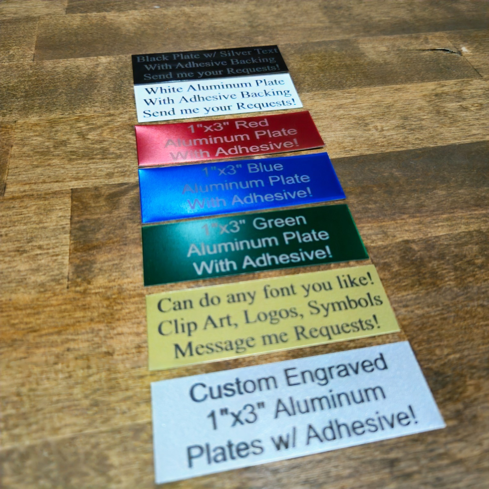 Custom 1×3 Aluminum Plate with adhesive Decor Award Trophy Plaque Tag Sign