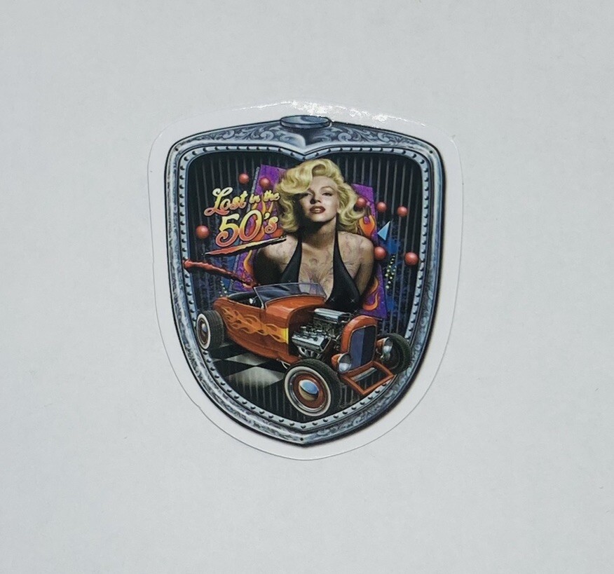 Hot Rods Sticker “Lost In The 50s” Marilyn Monroe Muscle Car Bumper Art Tc6