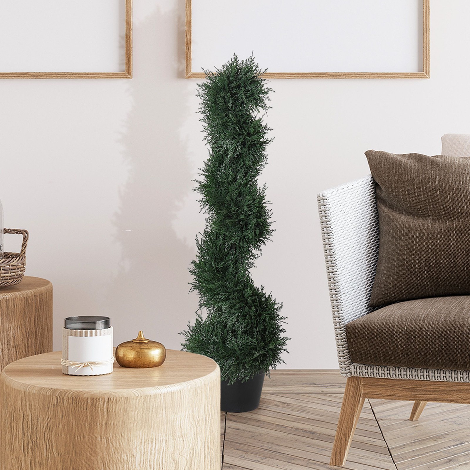 Easy-Care Spiral Artificial Cedar Tree 35.5in Height 7in Diameter