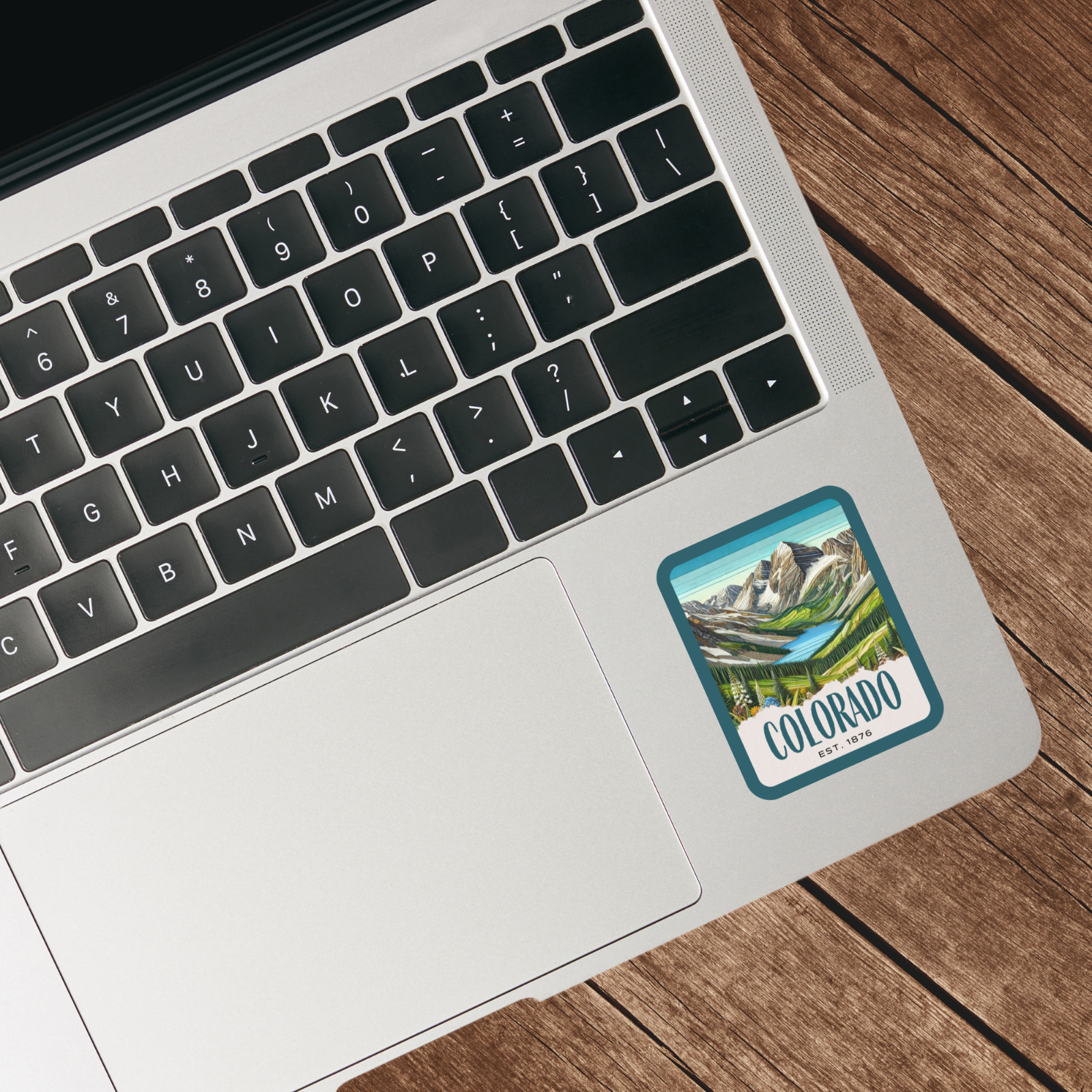 Colorado State Sticker, Paper Collage Look, Rocky Mountain NP Vinyl Decal