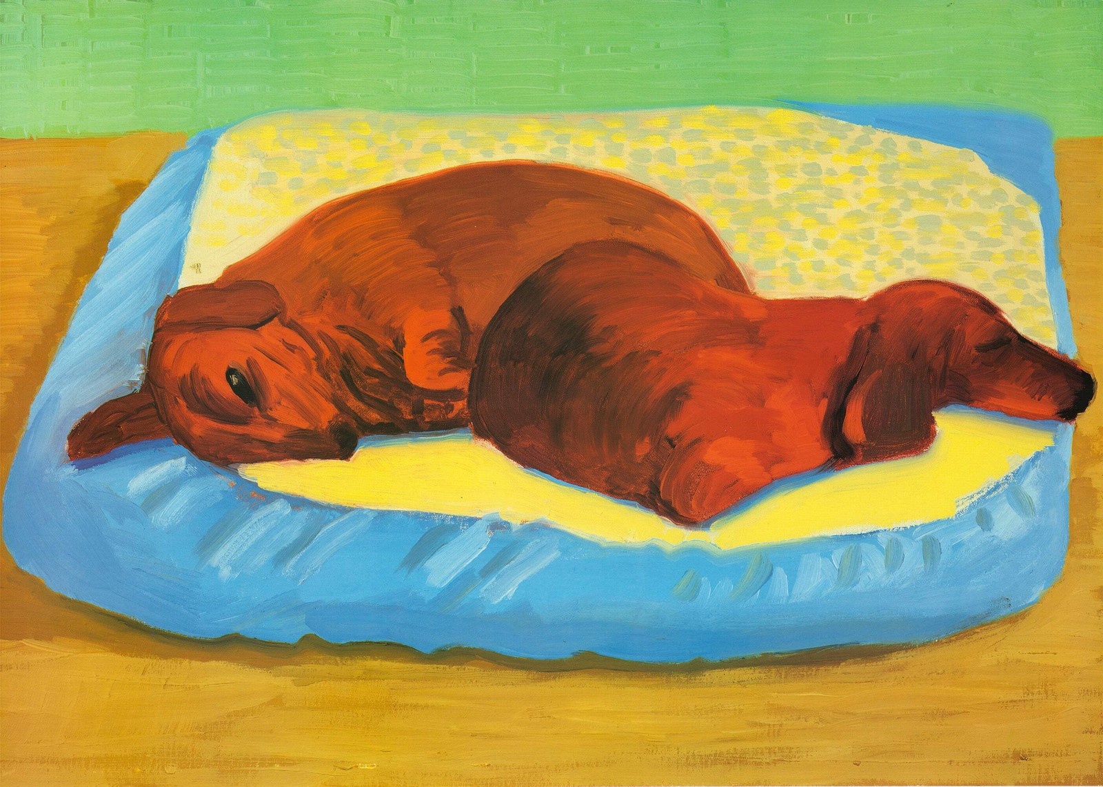 DAVID HOCKNEY Dog Painting 43 20.75″ x 25.5″ Offset Lithograph 1995 Pop Art Blue