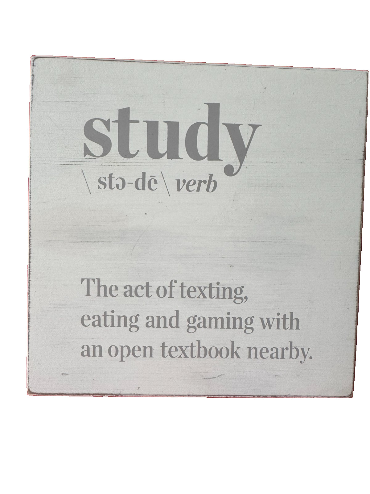 Study – Off White Distressed Wooden Decor Office or Bedroom Sign 8″x 8″